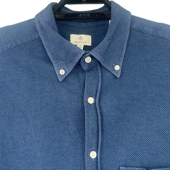 Gant Button Down Mens Shirt Sz XL Heritage Preppy Coastal Quiet Luxury Blue Dot - Picture 1 of 10